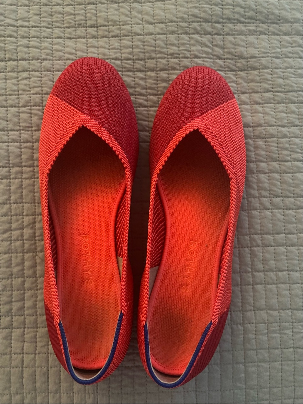 Rothy's Coral-Red Knit Slip-On Flats